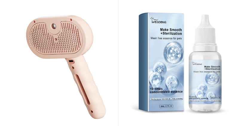 Waterless Spray Pet Grooming Comb – Dog & Cat Hair Remover Brush