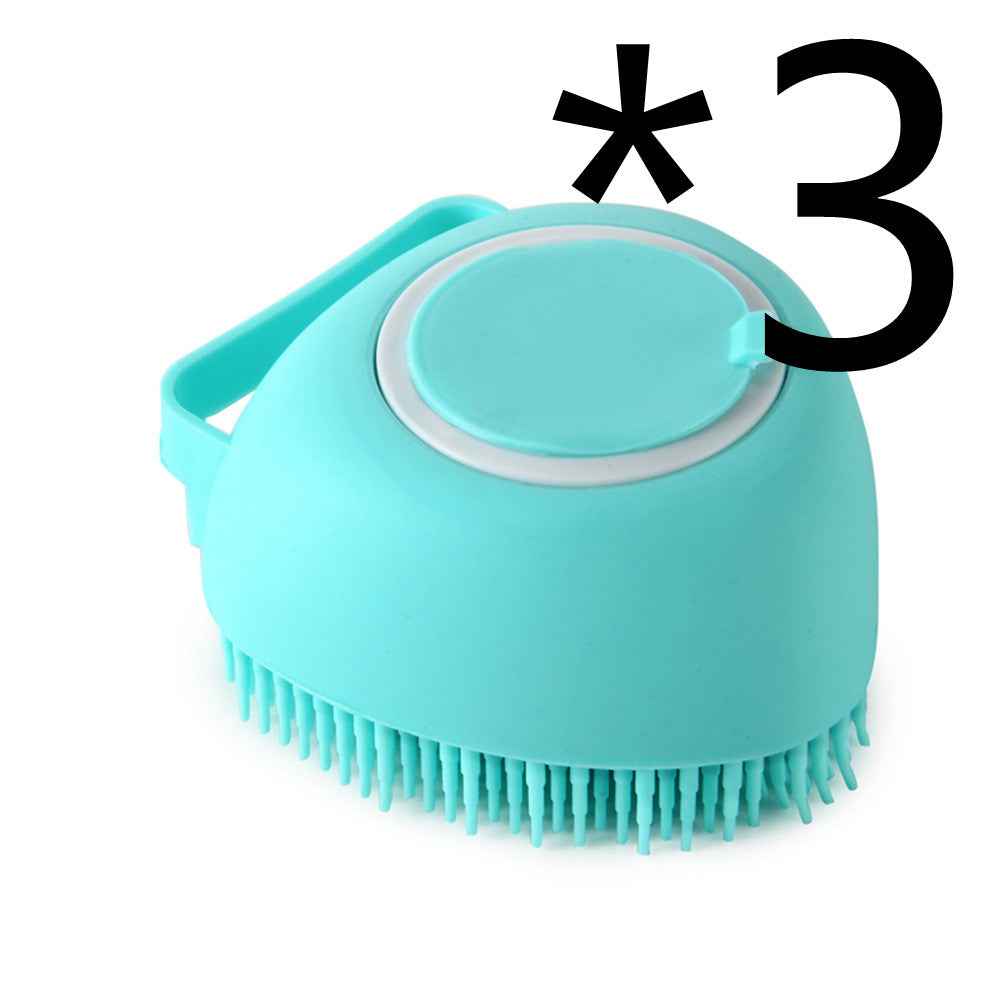 Silicone Dog Bath Brush with Shampoo Dispenser  Pet Massage Scrubber