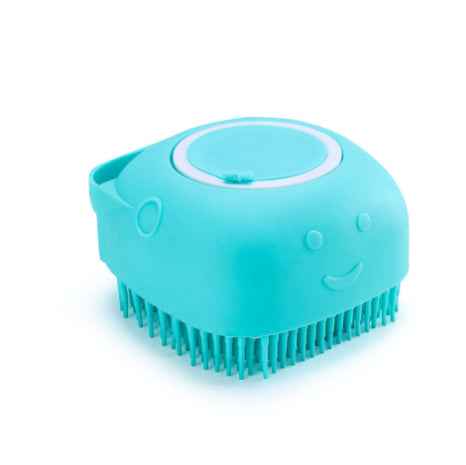 Silicone Dog Bath Brush with Shampoo Dispenser  Pet Massage Scrubber