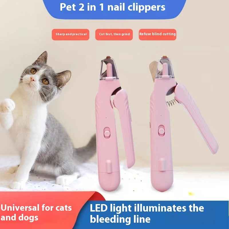 2-in-1 Dog & Cat Nail Clippers with LED Light & Nail Grinder