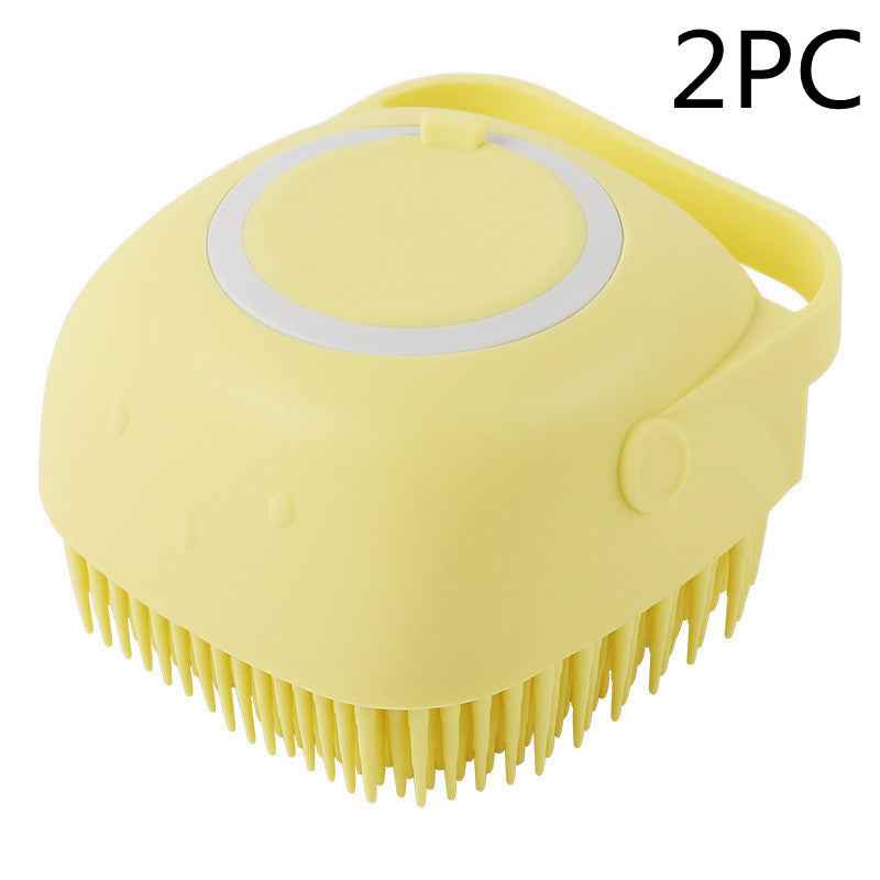 Silicone Dog Bath Brush with Shampoo Dispenser  Pet Massage Scrubber
