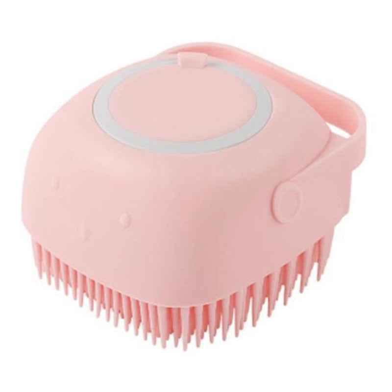 Silicone Dog Bath Brush with Shampoo Dispenser  Pet Massage Scrubber
