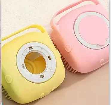Silicone Dog Bath Brush with Shampoo Dispenser  Pet Massage Scrubber
