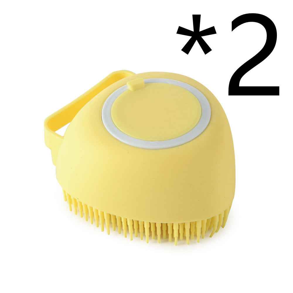Silicone Dog Bath Brush with Shampoo Dispenser  Pet Massage Scrubber