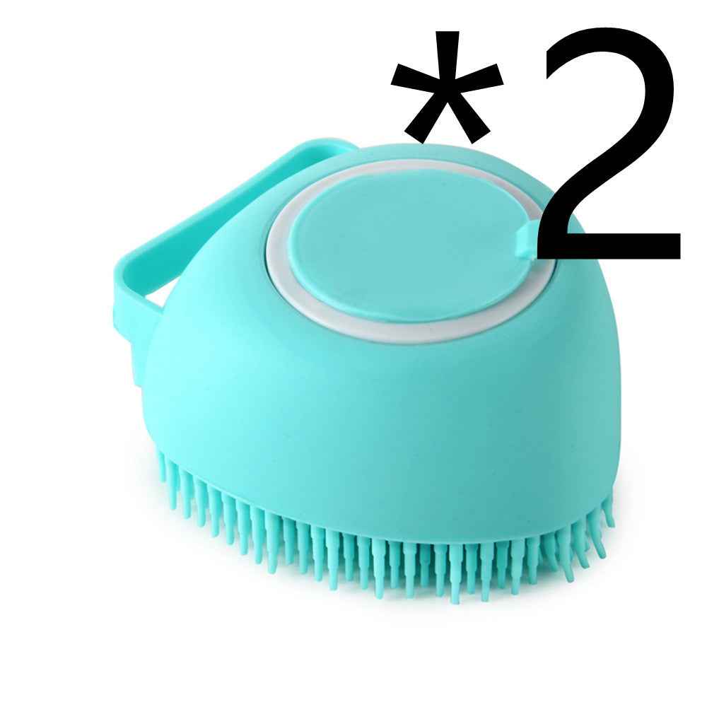 Silicone Dog Bath Brush with Shampoo Dispenser  Pet Massage Scrubber