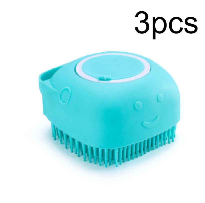 Silicone Dog Bath Brush with Shampoo Dispenser  Pet Massage Scrubber