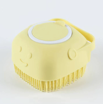 Silicone Dog Bath Brush with Shampoo Dispenser  Pet Massage Scrubber