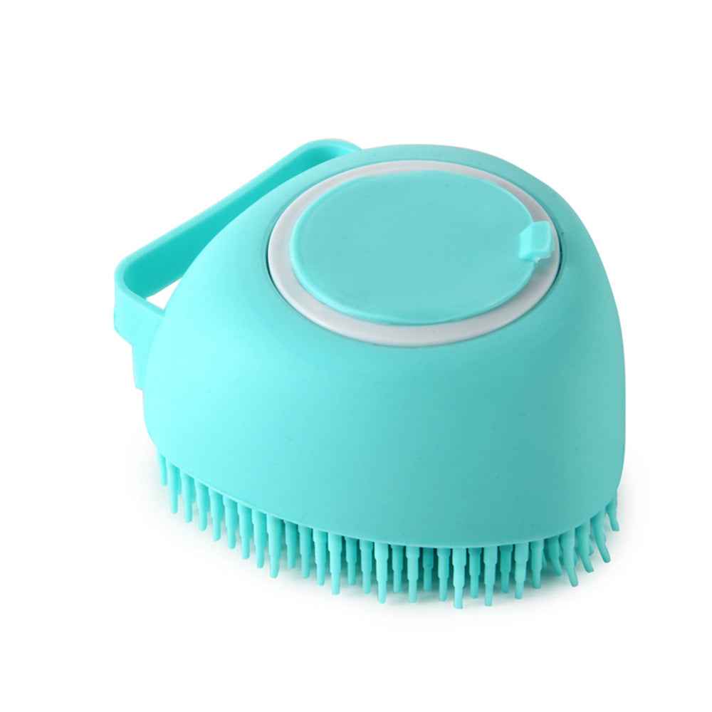 Silicone Dog Bath Brush with Shampoo Dispenser  Pet Massage Scrubber