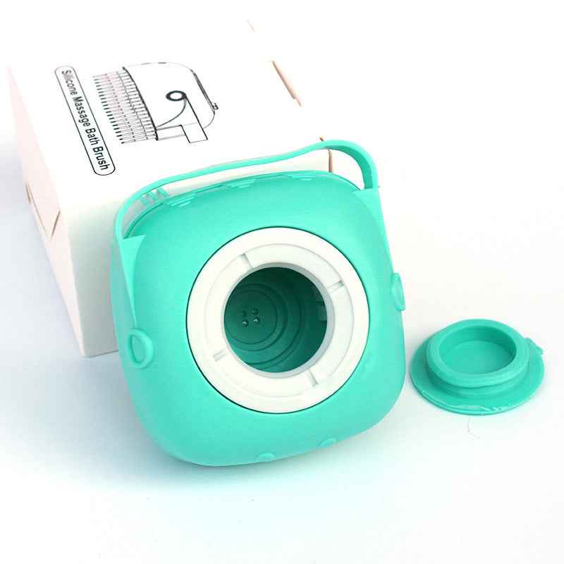 Silicone Dog Bath Brush with Shampoo Dispenser  Pet Massage Scrubber