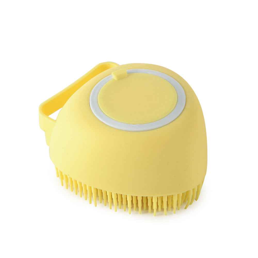 Silicone Dog Bath Brush with Shampoo Dispenser  Pet Massage Scrubber