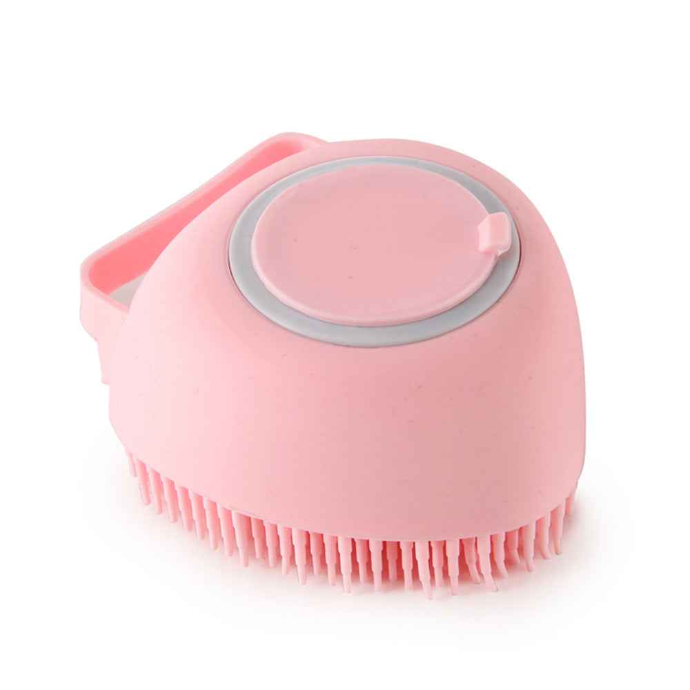 Silicone Dog Bath Brush with Shampoo Dispenser  Pet Massage Scrubber