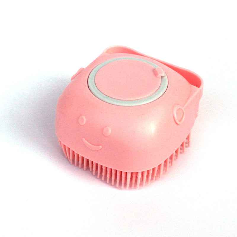 Silicone Dog Bath Brush with Shampoo Dispenser  Pet Massage Scrubber