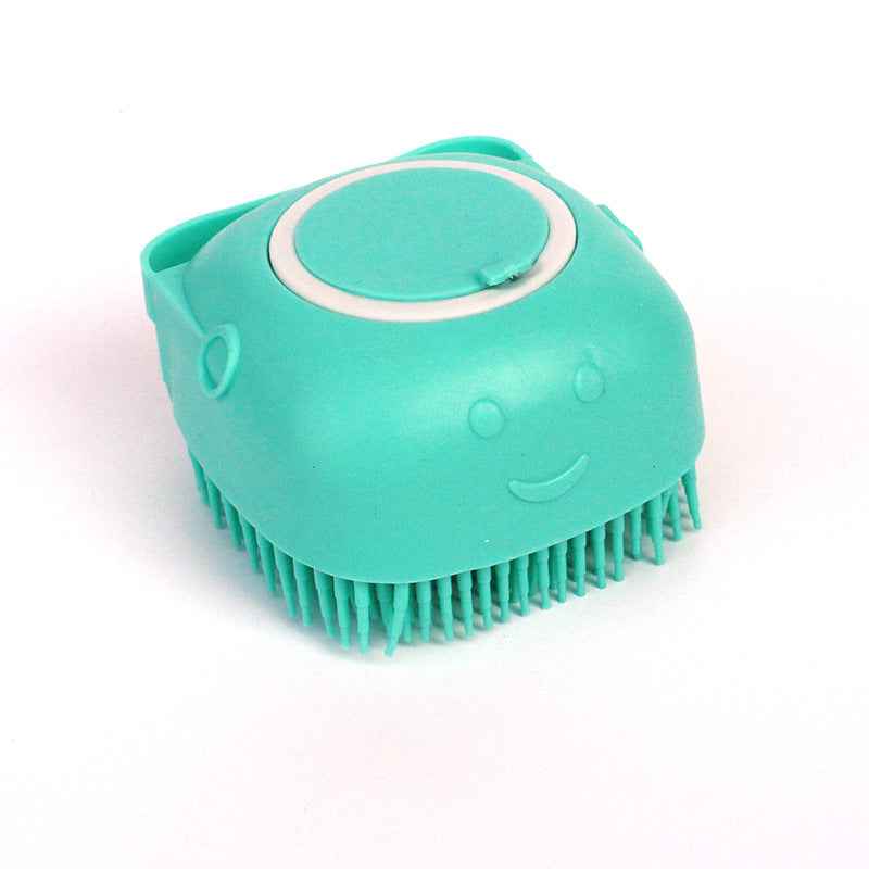 Silicone Dog Bath Brush with Shampoo Dispenser  Pet Massage Scrubber