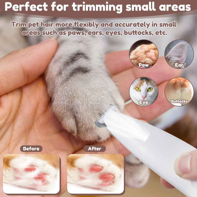 Dog Paw Trimmer with LED Light – Cordless Pet Hair Clipper