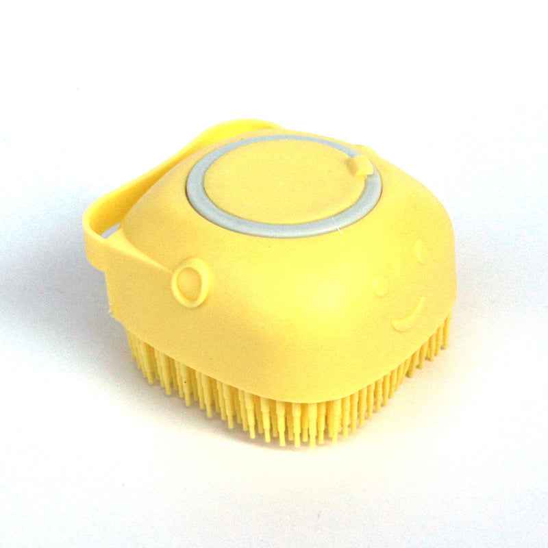 Silicone Dog Bath Brush with Shampoo Dispenser  Pet Massage Scrubber