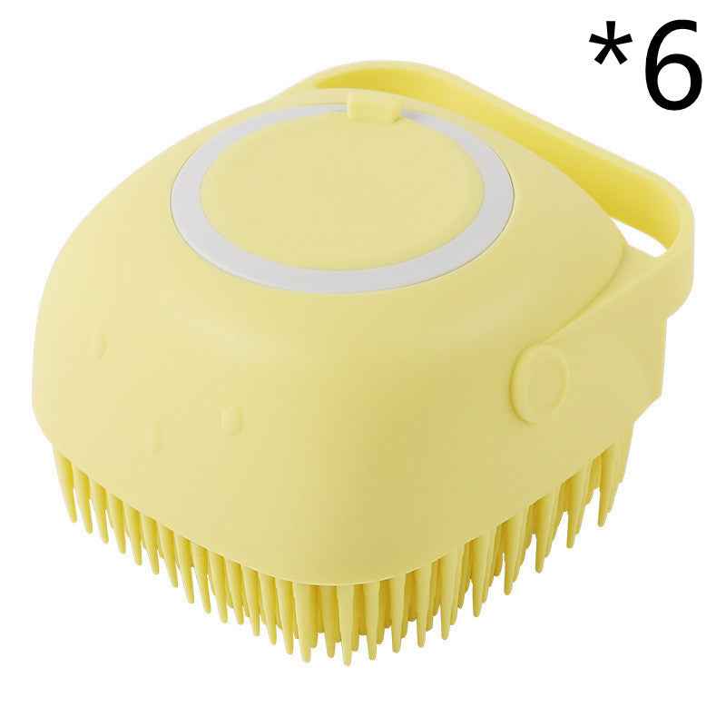 Silicone Dog Bath Brush with Shampoo Dispenser  Pet Massage Scrubber