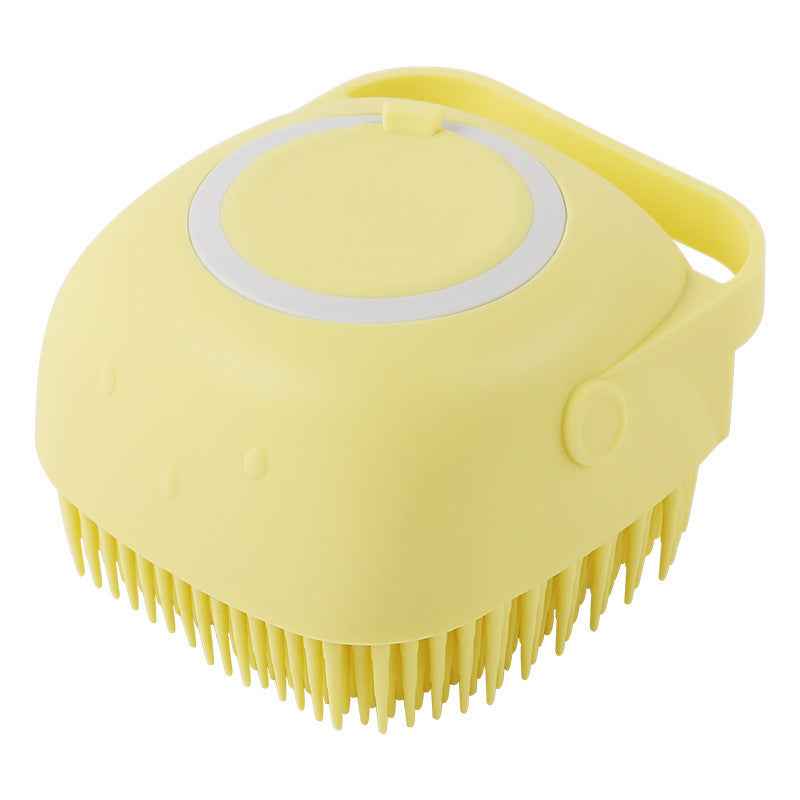 Silicone Dog Bath Brush with Shampoo Dispenser  Pet Massage Scrubber