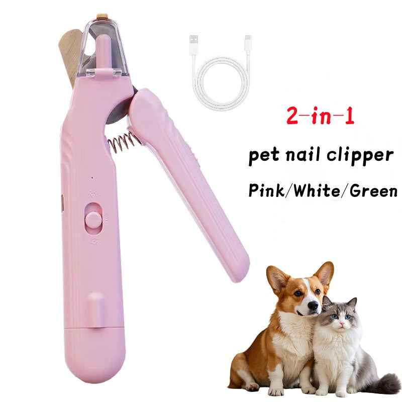 2-in-1 Dog & Cat Nail Clippers with LED Light & Nail Grinder