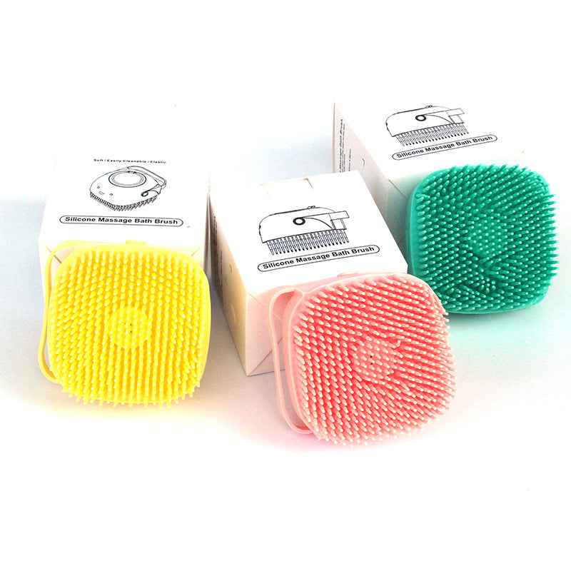 Silicone Dog Bath Brush with Shampoo Dispenser  Pet Massage Scrubber