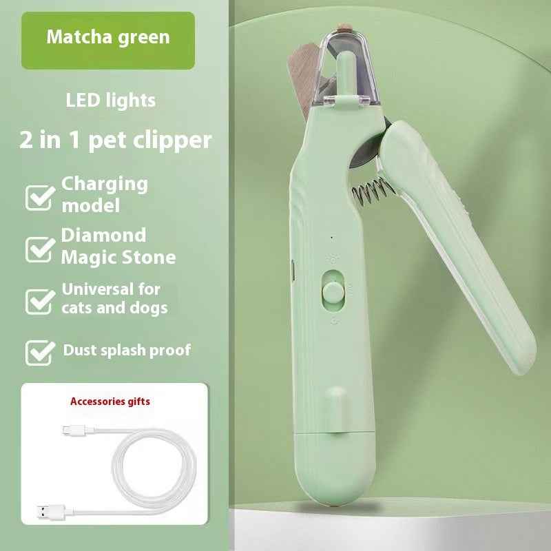 2-in-1 Dog & Cat Nail Clippers with LED Light & Nail Grinder