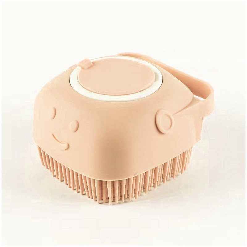 Silicone Dog Bath Brush with Shampoo Dispenser  Pet Massage Scrubber