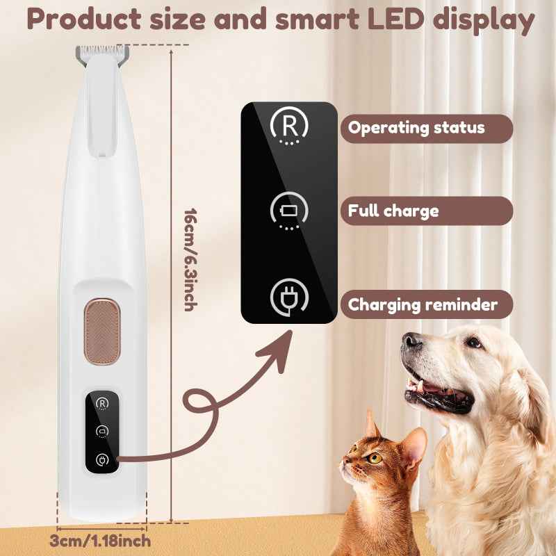 Dog Paw Trimmer with LED Light – Cordless Pet Hair Clipper
