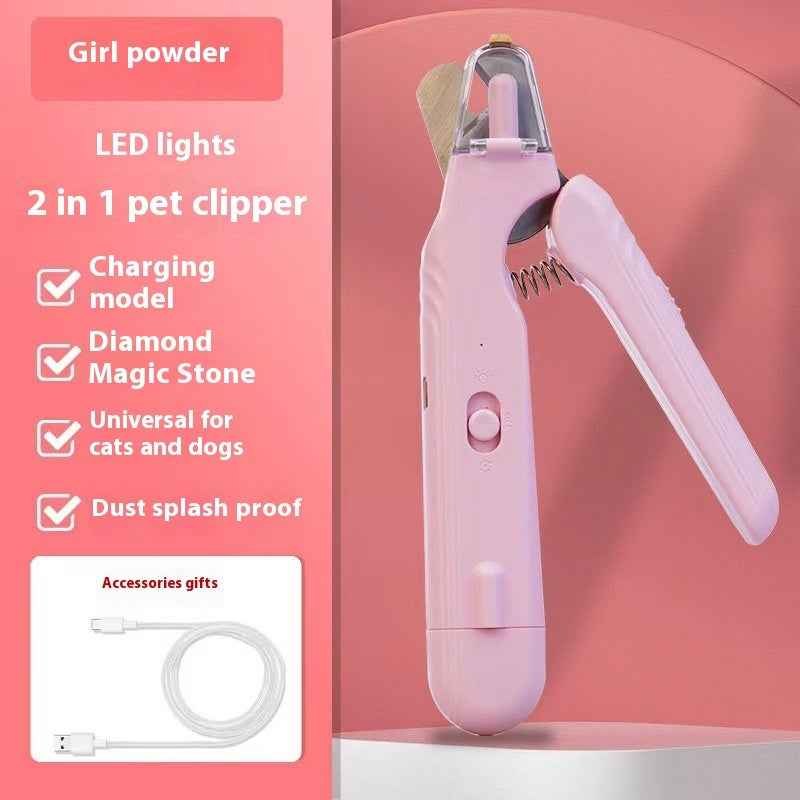 2-in-1 Dog & Cat Nail Clippers with LED Light & Nail Grinder
